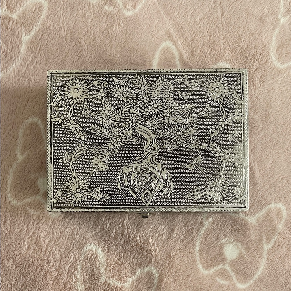 Silver Tree Design Jewelry Box